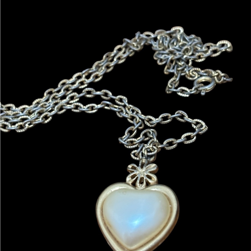 Gold opal Heart Pendant Necklace